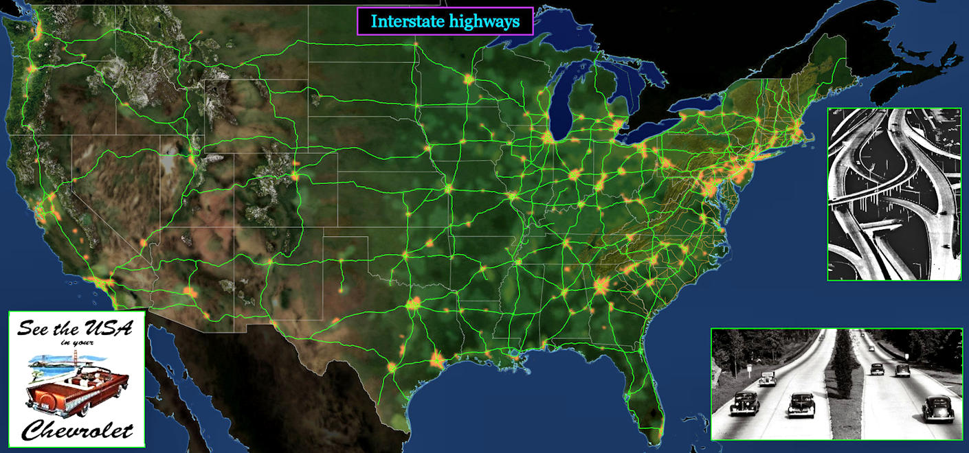 Interstate Highway System, 1955 map